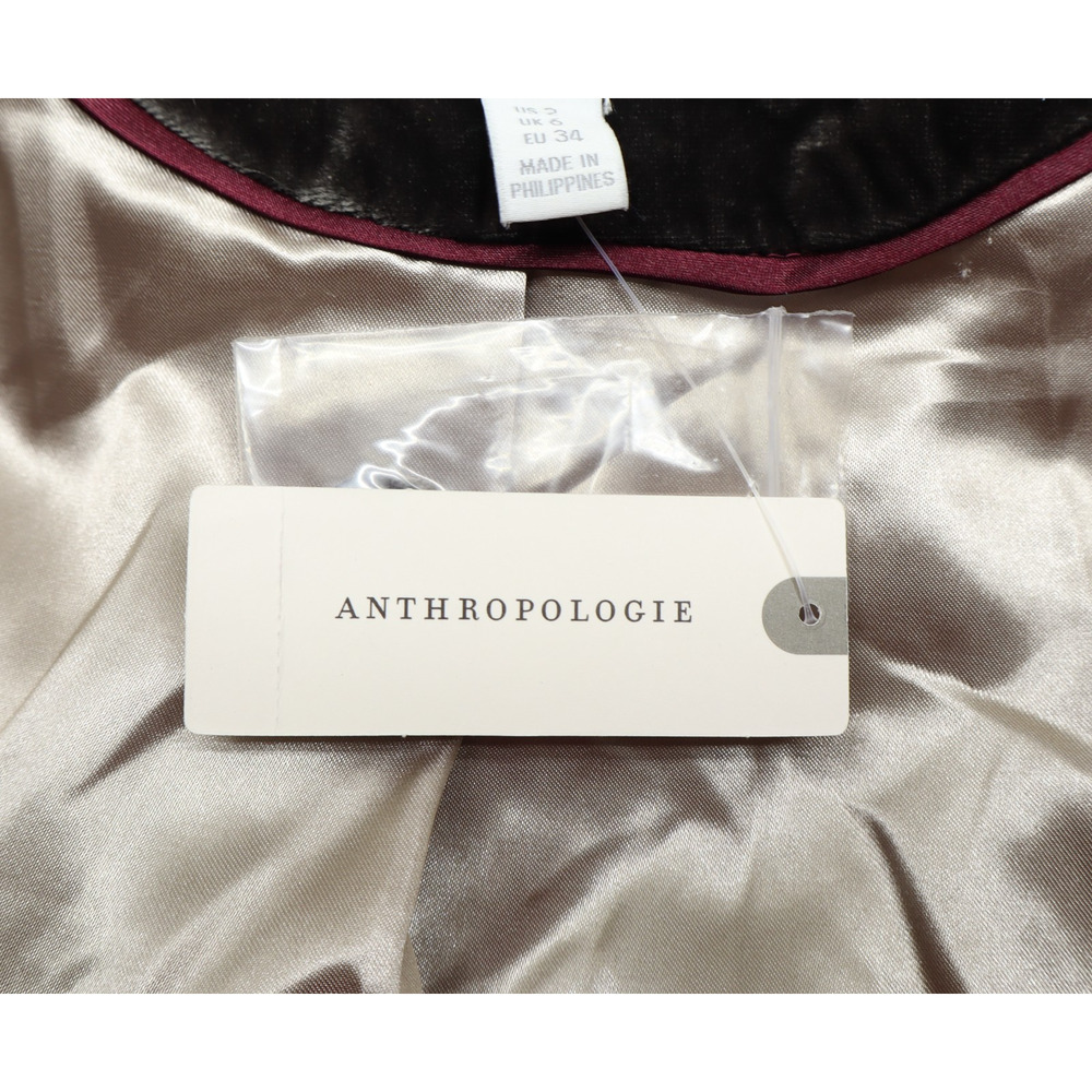 Anthropologie Ett:Twa Gallery Velvet Single Breasted Blazer Carbon Grey Sz 2 NEW - Picture 6 of 8